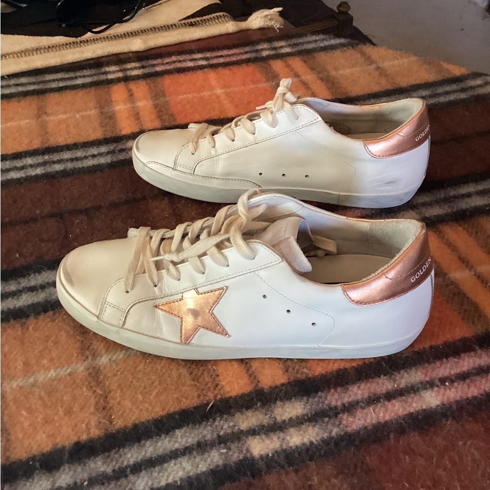 Golden Goose Superstar White Peach Pink Distressed 42 GGDB/Private Edt - Picture 4 of 16